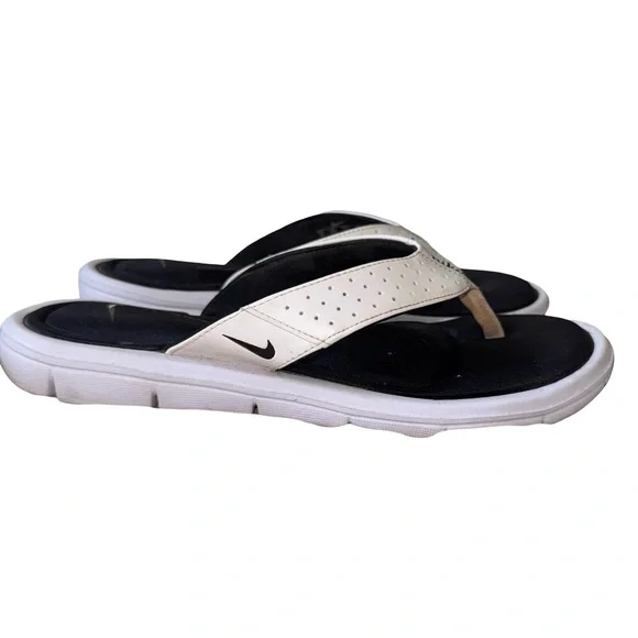 Nike Comfort Footbed Thong Sandals Womens 7 Black White Athletic Flip Flops - Picture 3 of 6